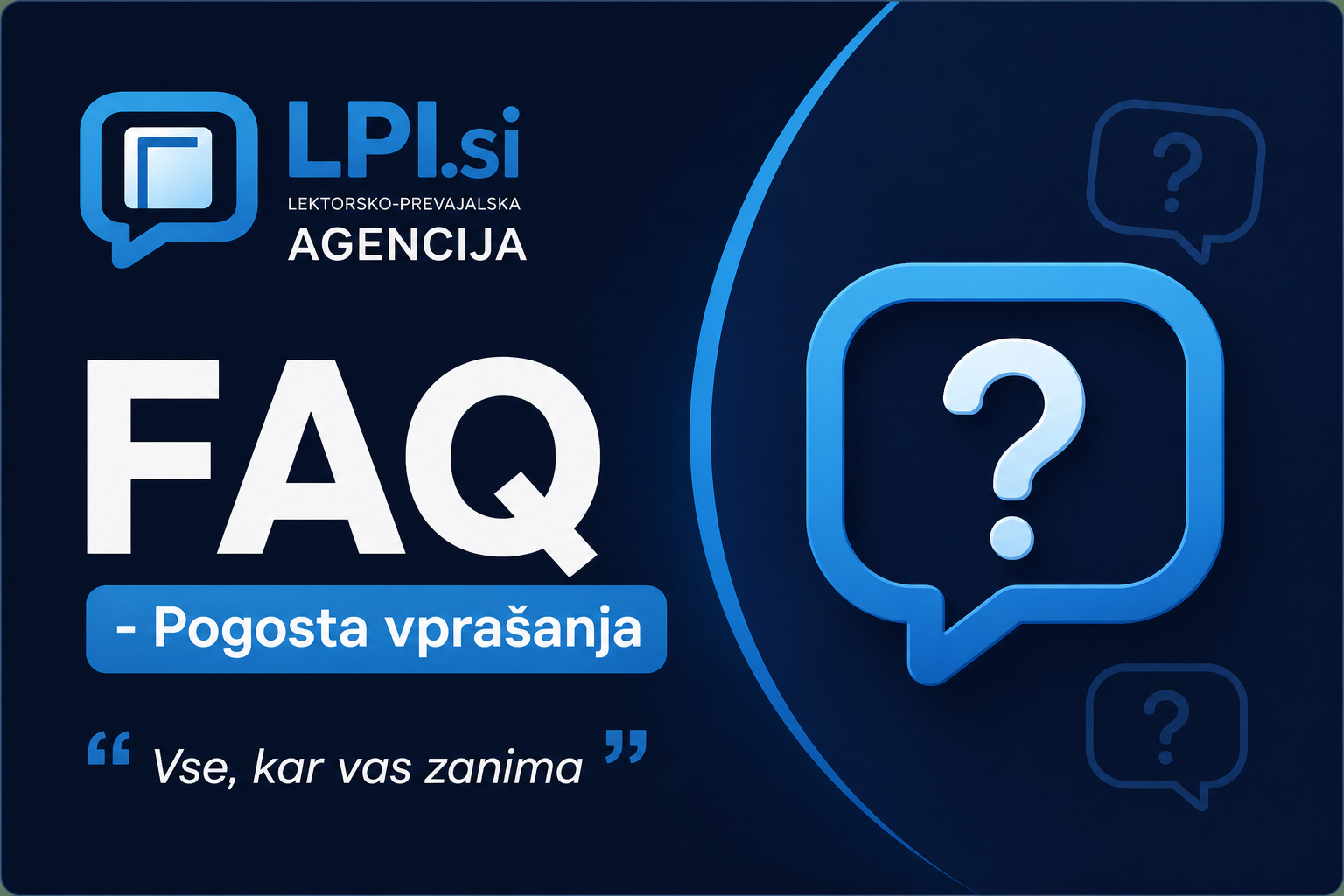 Pogosta vprašanja o lektoriranju in prevajanju na LPI.si